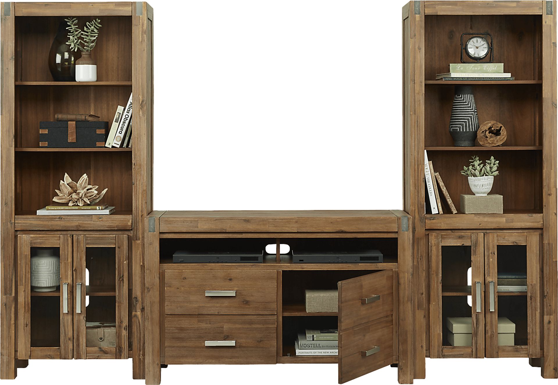 Hidden Springs II Tan 3 Pc Wall Unit with 50 in. Console - Image 4