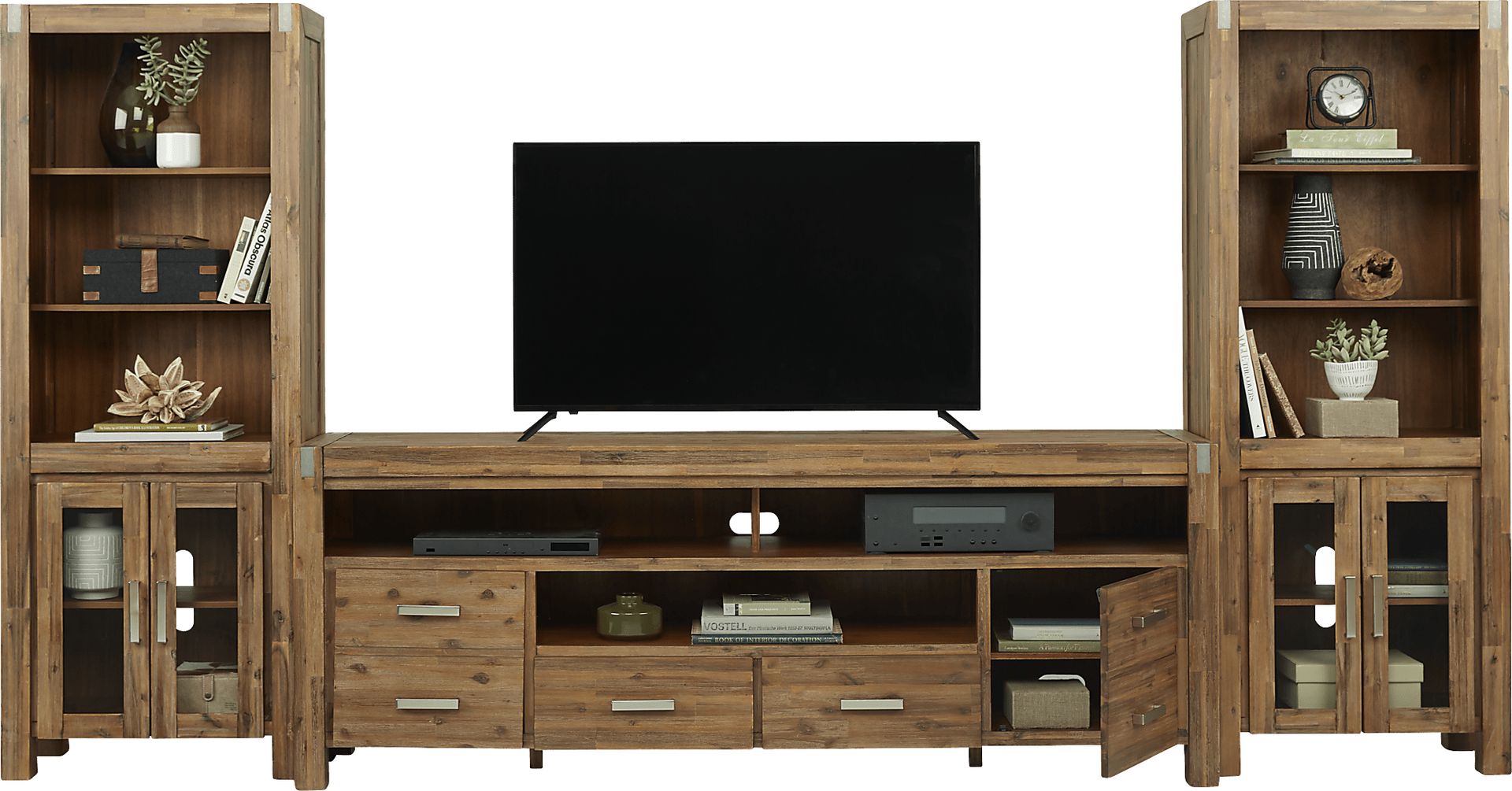 Hidden Springs II Tan 3 Pc Wall Unit with 84 in. Console - Image 2