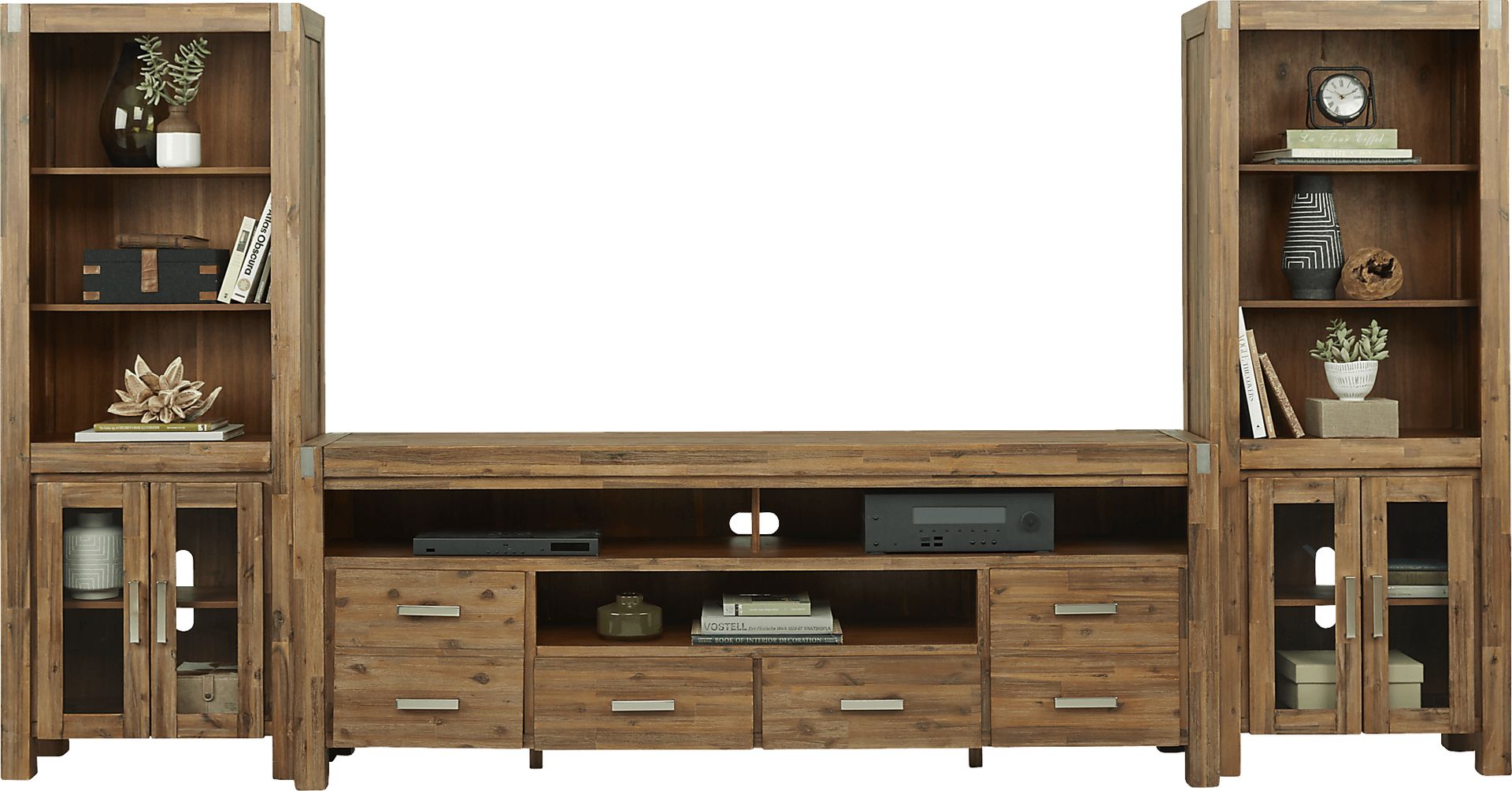 Hidden Springs II Tan 3 Pc Wall Unit with 84 in. Console - Image 3