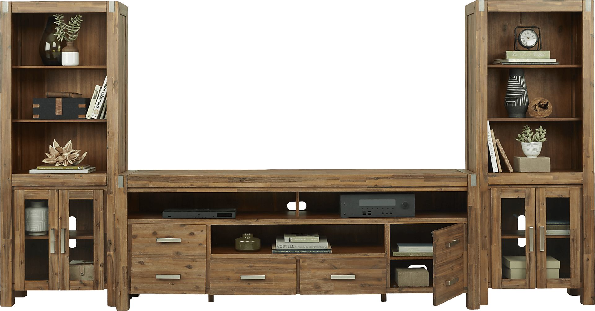 Hidden Springs II Tan 3 Pc Wall Unit with 84 in. Console - Image 4