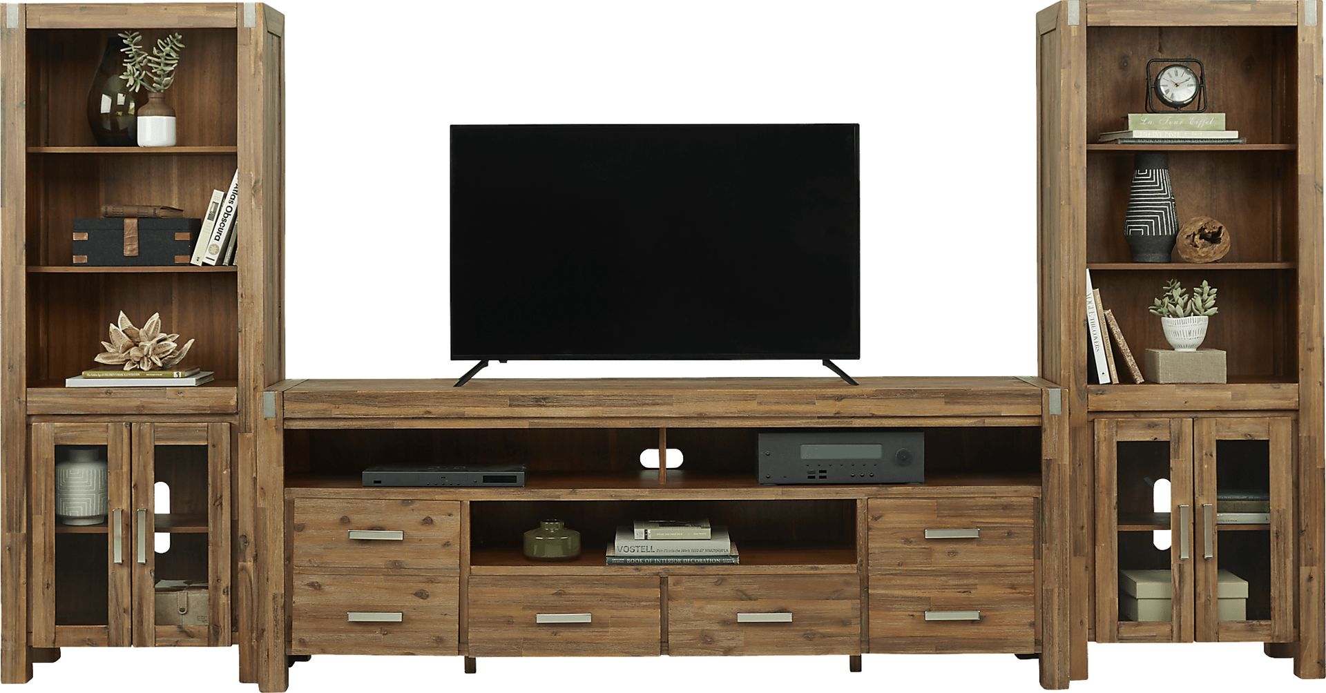Hidden Springs II Tan 3 Pc Wall Unit with 84 in. Console - Image 1