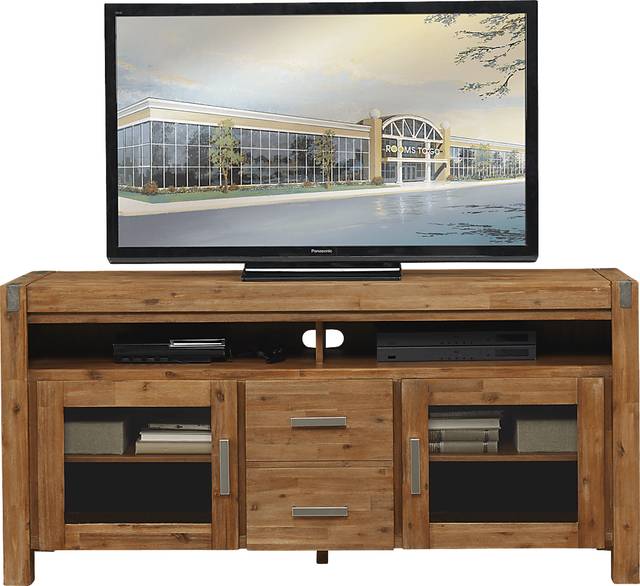 Hidden Springs II Tan 66 in. Flat Screen Console - Thumbnail - Image 1