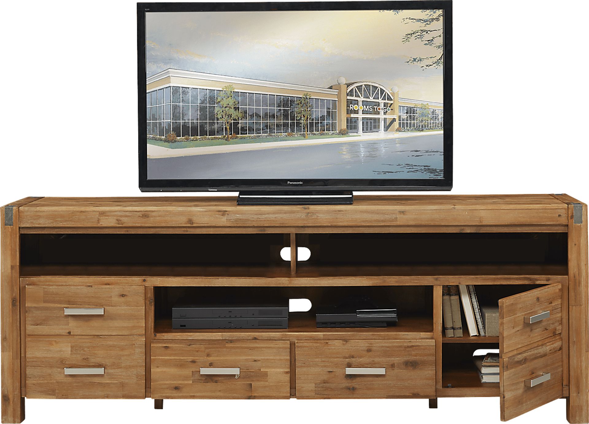 Hidden Springs II Tan 84 in. Flat Screen Console - Image 2