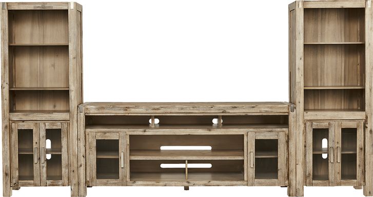 Hidden Springs II Natural 3 Pc Wall Unit with 80 in. Console