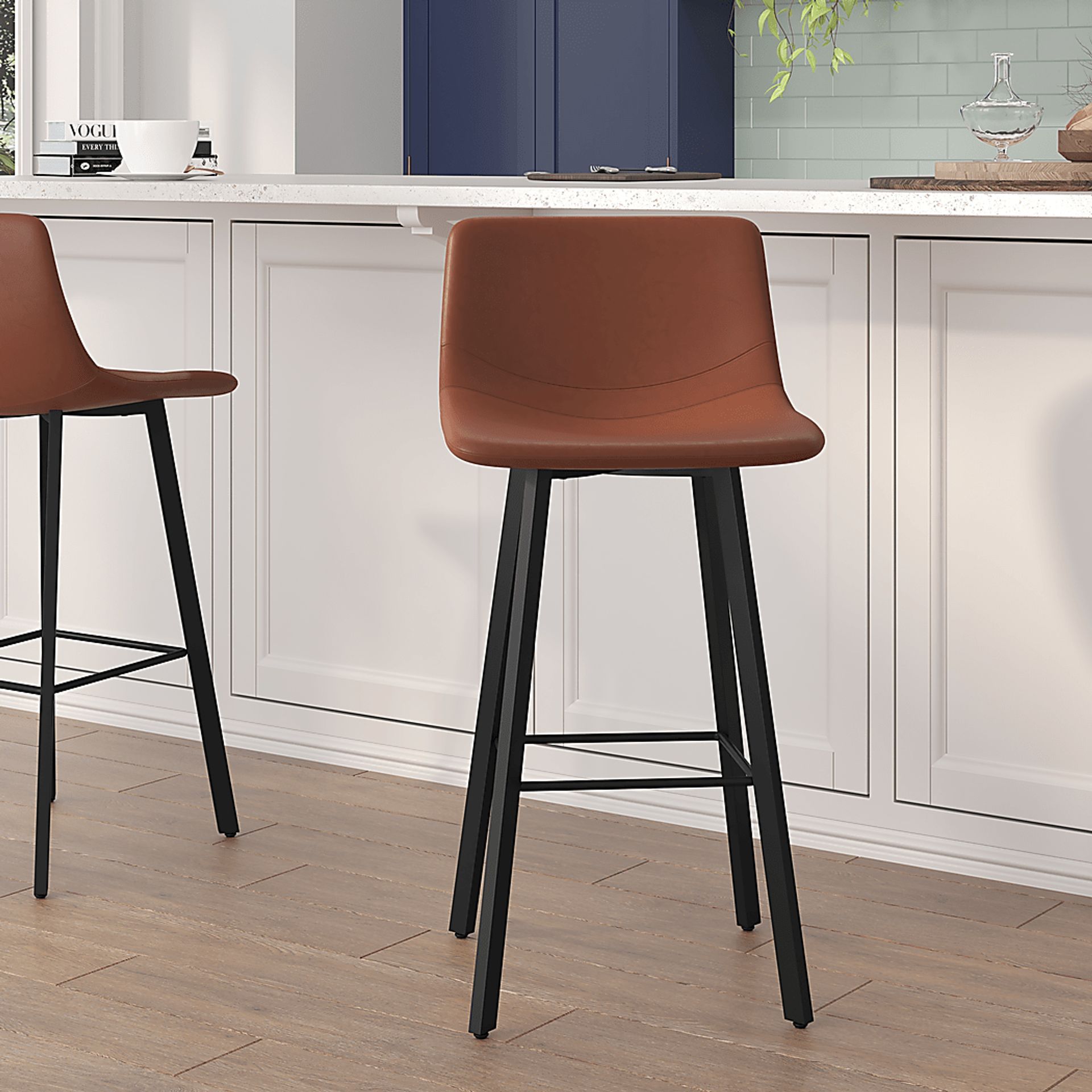 Hiefield Cognac Barstool, Set of 2 - Image 2