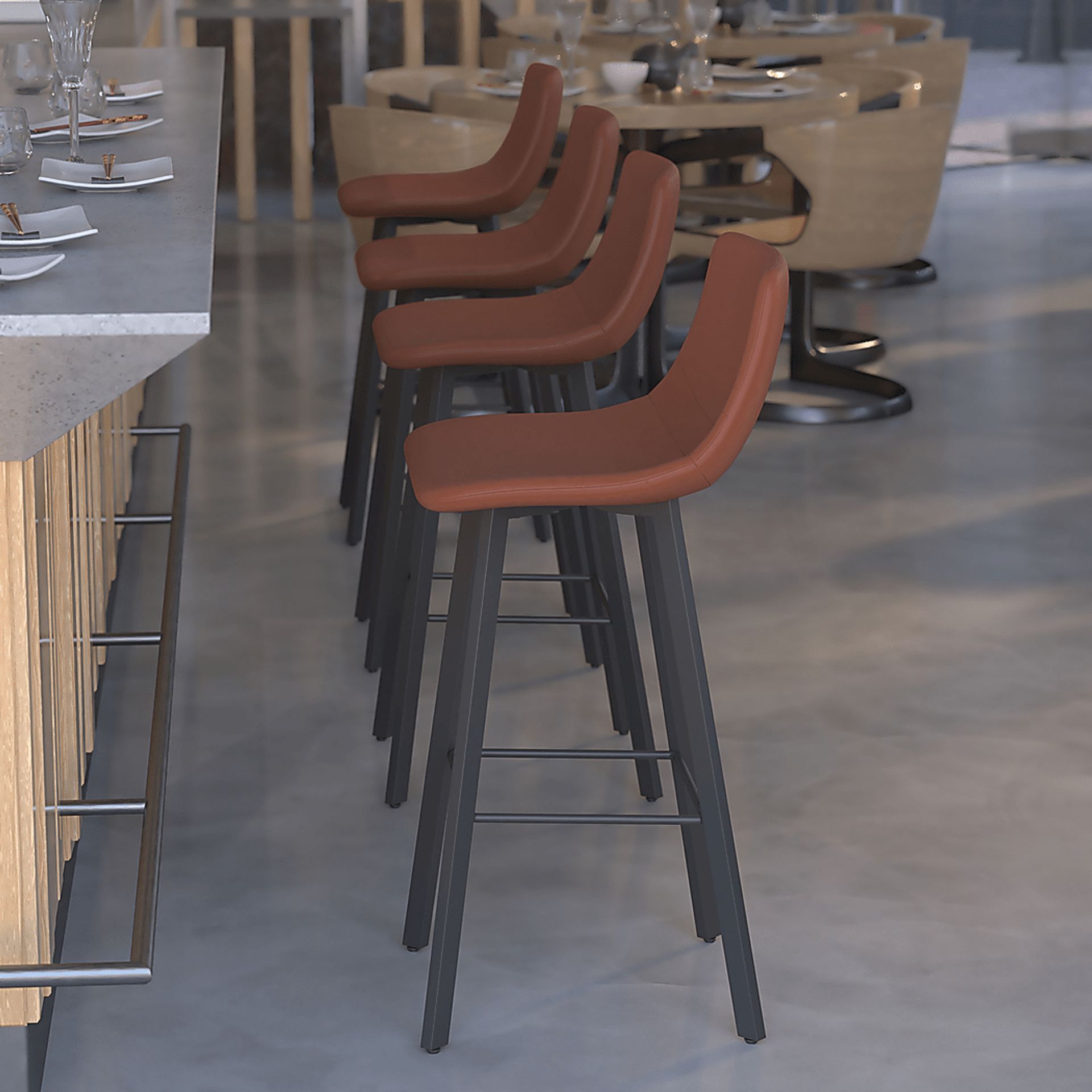 Hiefield Cognac Barstool, Set of 2 - Image 3