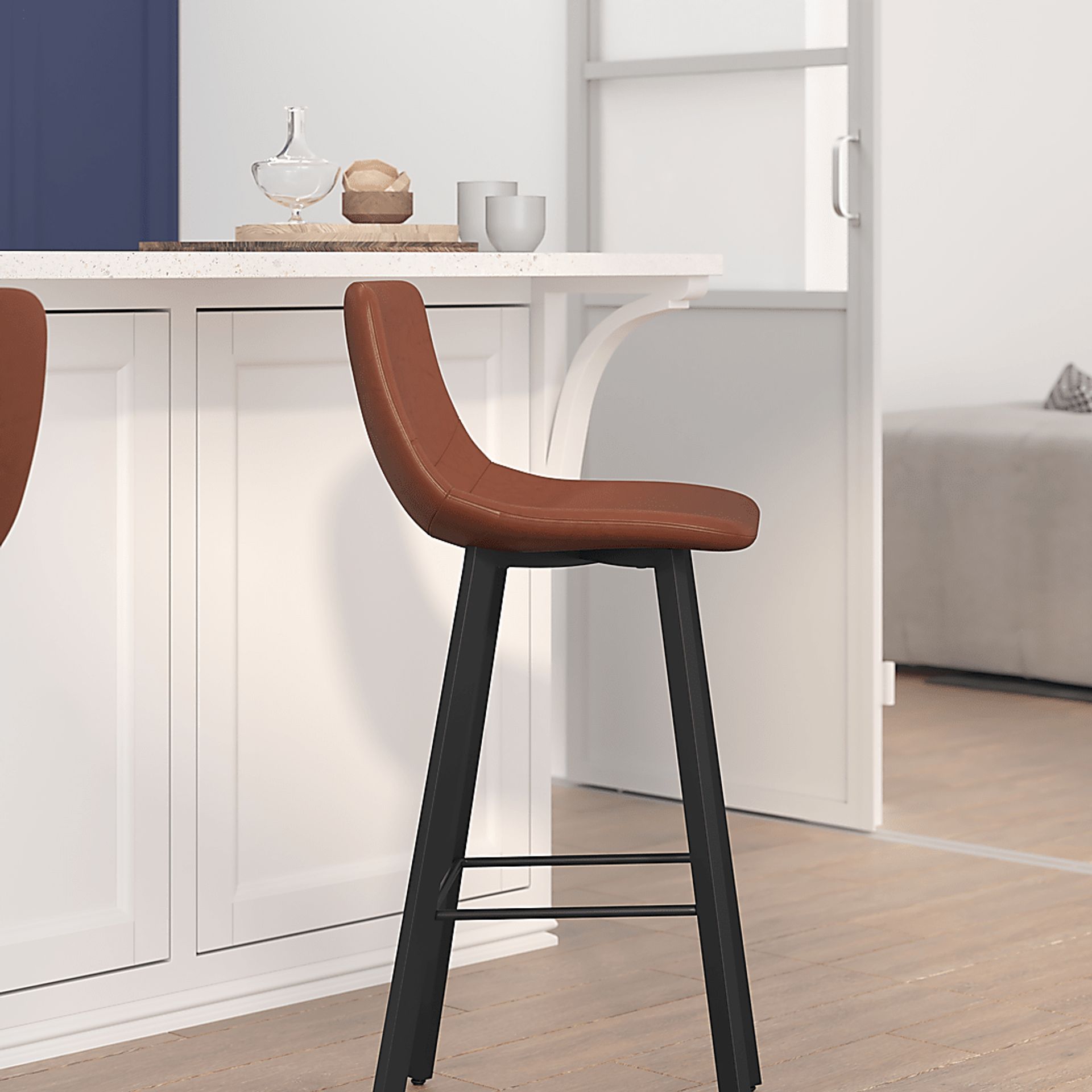 Hiefield Cognac Barstool, Set of 2 - Image 4