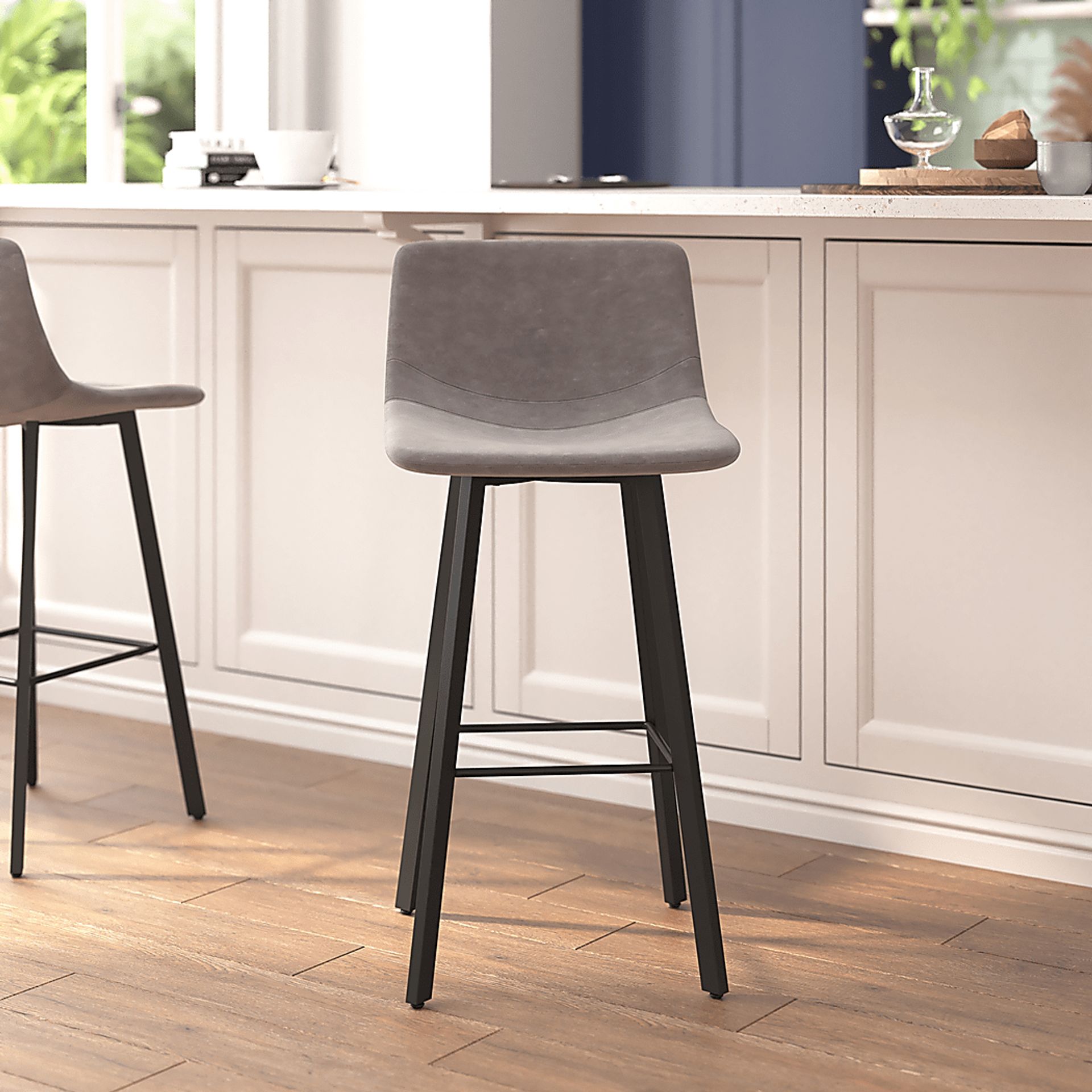 Hiefield Gray Barstool, Set of 2 - Image 2