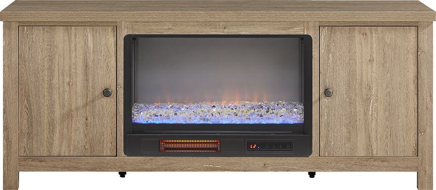 High Mountain Natural 66 in. Console with Electric Fireplace