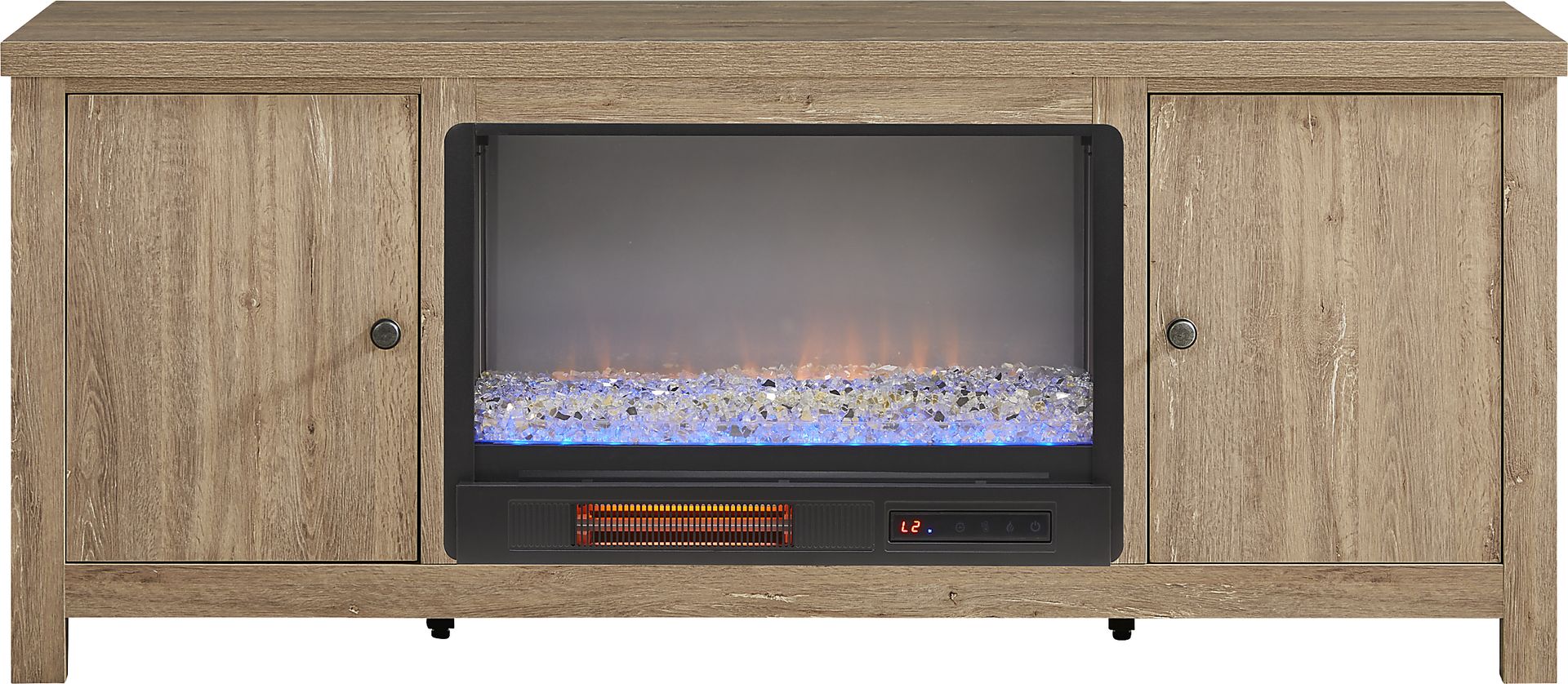 High Mountain Natural 66 in. Console with Electric Fireplace - Image 1