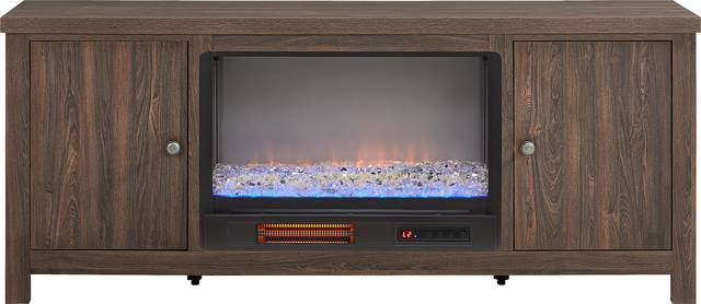High Mountain Natural 66 in. Console with Electric Fireplace - Thumbnail - Image 1