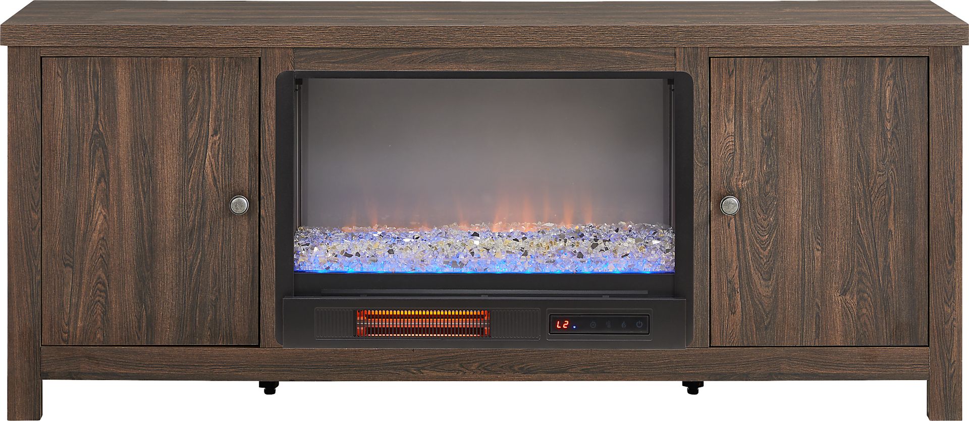 High Mountain Natural 66 in. Console with Electric Fireplace - Image 1