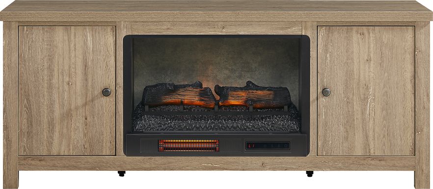 High Mountain Natural 66 in. Console with Electric Log Fireplace