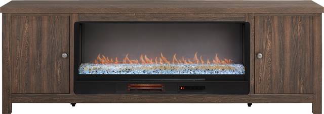 High Mountain Natural 82 in. Console with Electric Fireplace - Thumbnail - Image 1