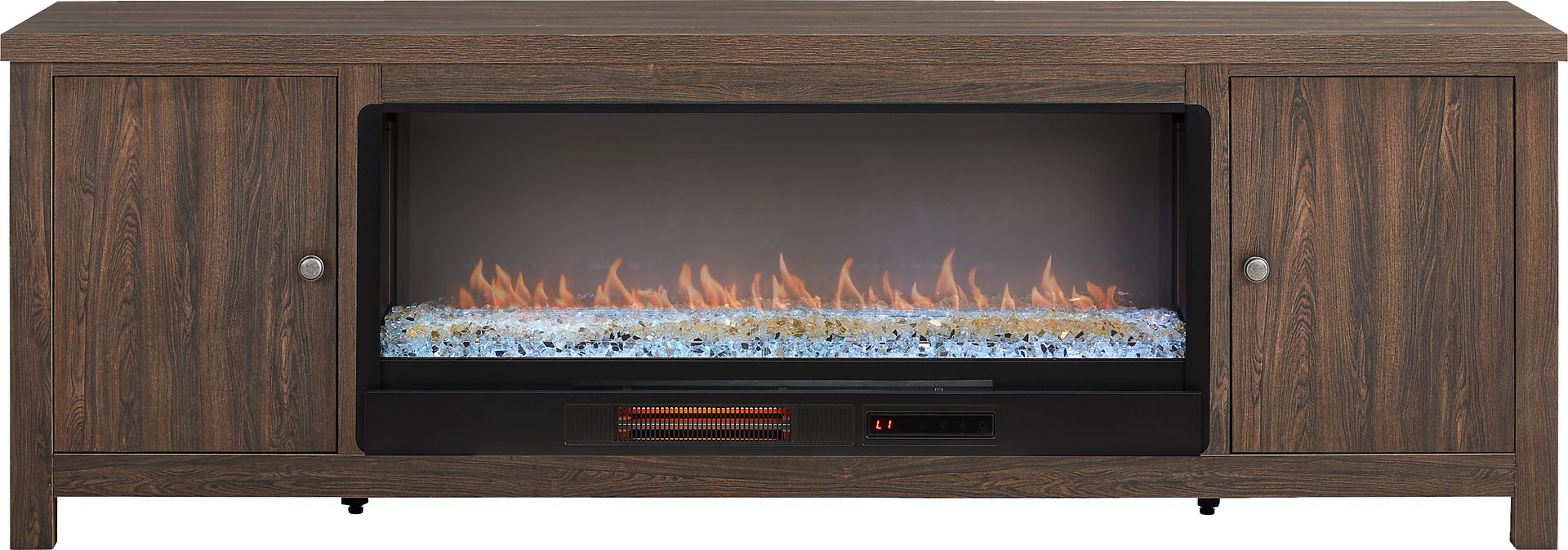 High Mountain Natural 82 in. Console with Electric Fireplace - Image 1