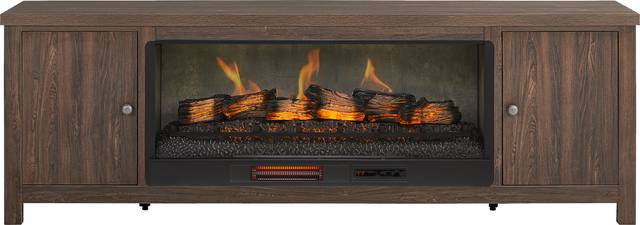 High Mountain Natural 82 in. Console with Electric Log Fireplace - Thumbnail - Image 1