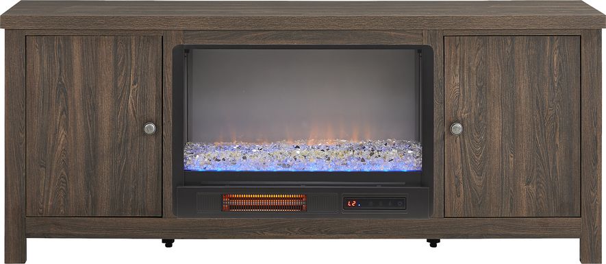 High Mountain Oak Finish 66 in. Console with Electric Fireplace