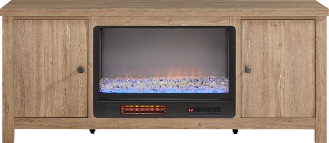 High Mountain Oak 66 in. Console with Electric Fireplace - Thumbnail - Image 1