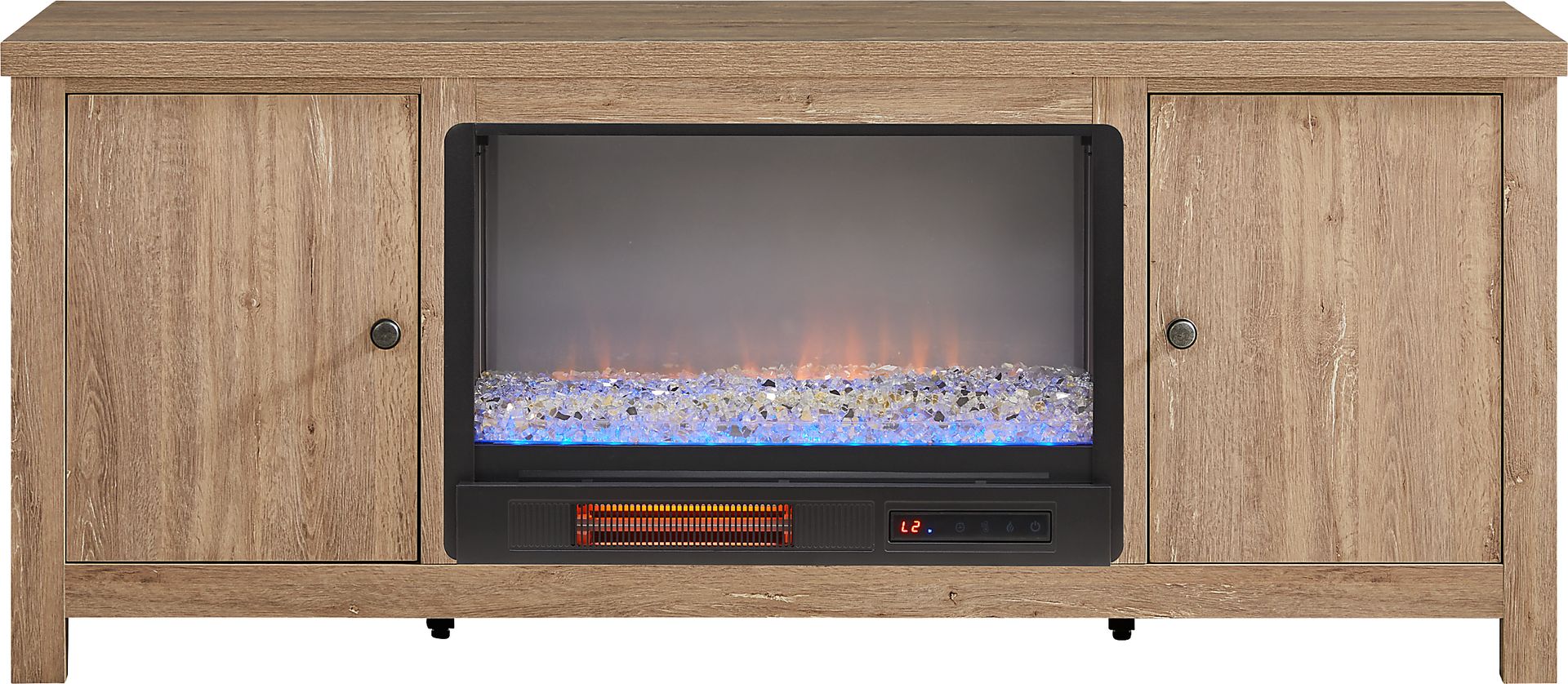 High Mountain Oak 66 in. Console with Electric Fireplace - Image 1