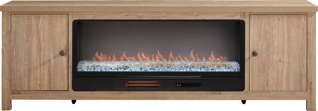 High Mountain Oak 82 in. Console with Electric Fireplace - Thumbnail - Image 1