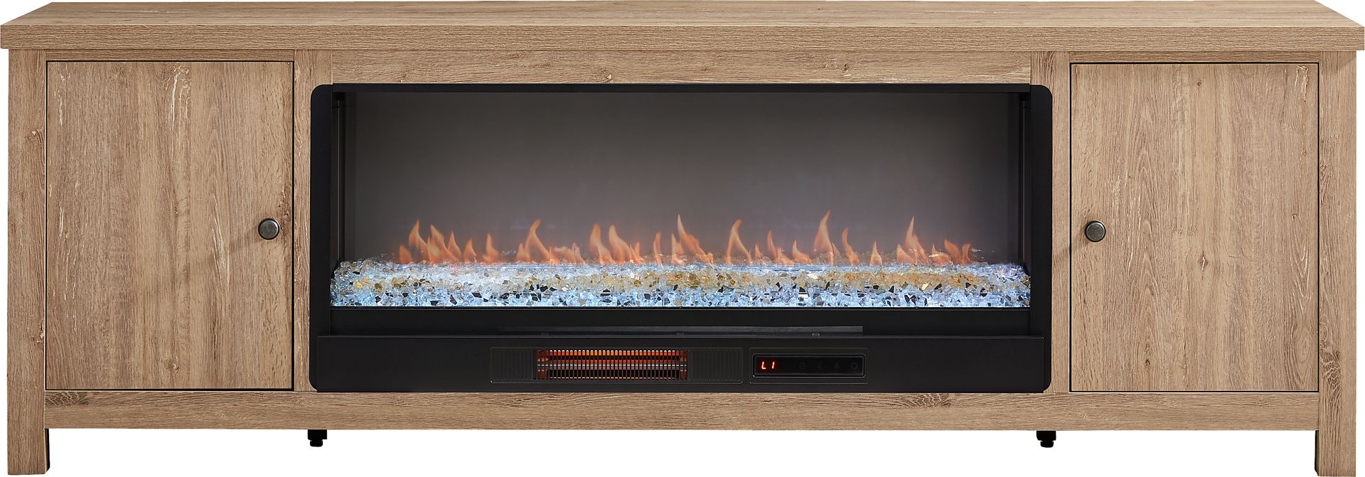 High Mountain Oak 82 in. Console with Electric Fireplace - Image 1
