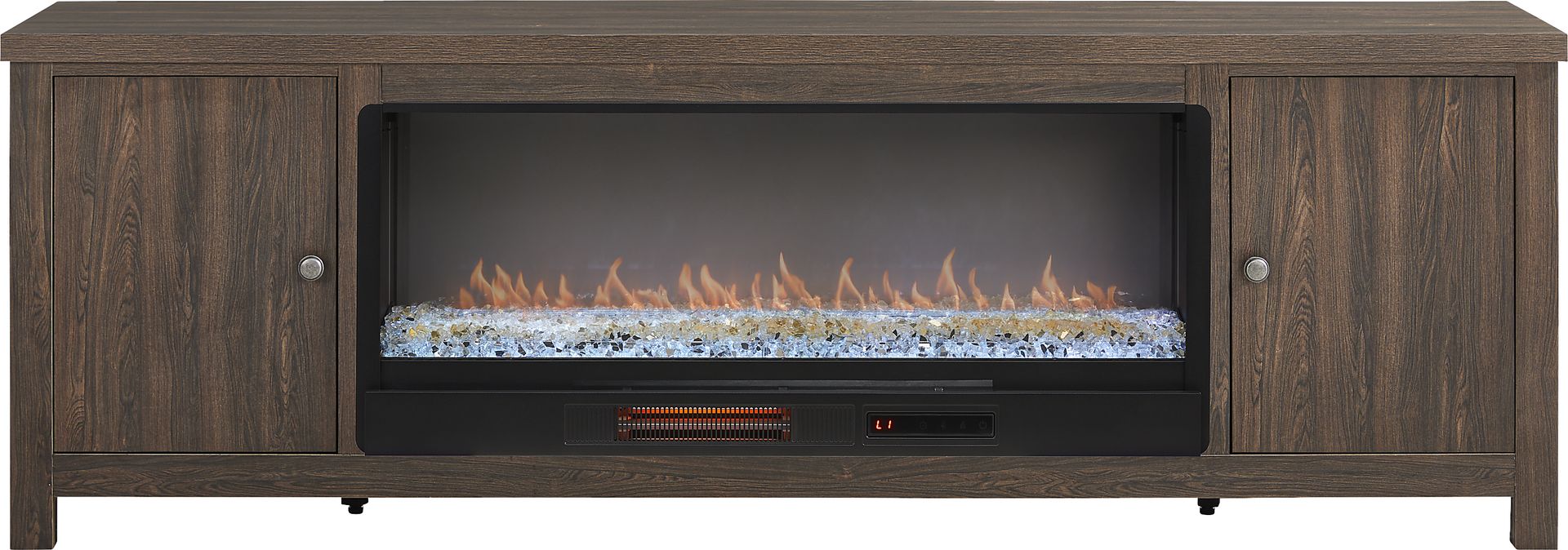 High Mountain Oak Finish 82 in. Console with Electric Fireplace - Image 1