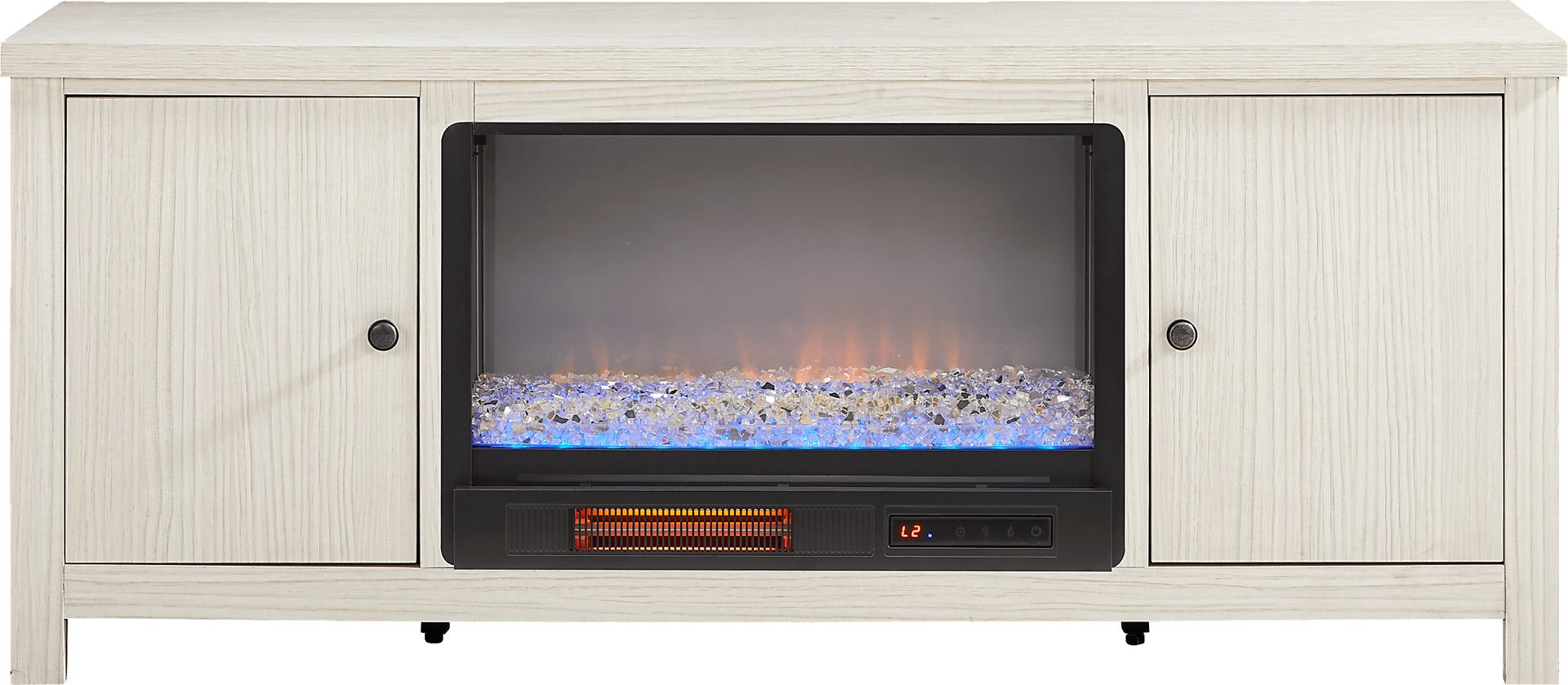 High Mountain White 66 in. Console with Electric Fireplace - Image 1