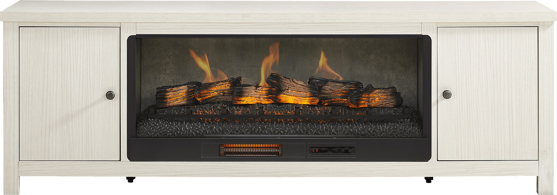 High Mountain White 82 in. Console with Electric Log Fireplace - Image 1