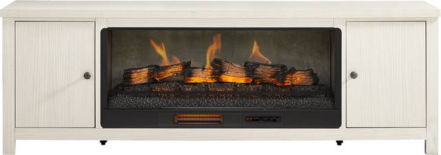 High Mountain White 82 in. Console with Electric Log Fireplace - Thumbnail - Image 1