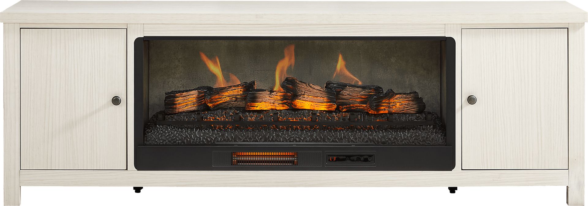 High Mountain White 82 in. Console with Electric Log Fireplace - Image 1