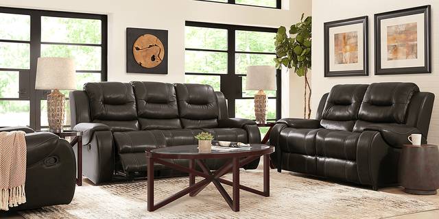 High Plains Black Leather Loveseat - Thumbnail - Image 2