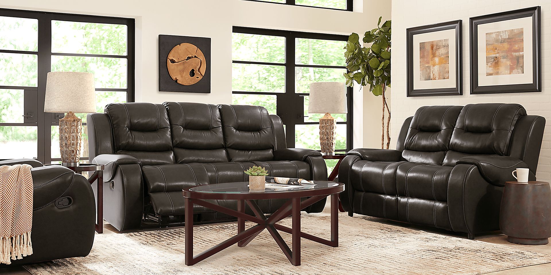 High Plains Black Leather Loveseat - Image 2