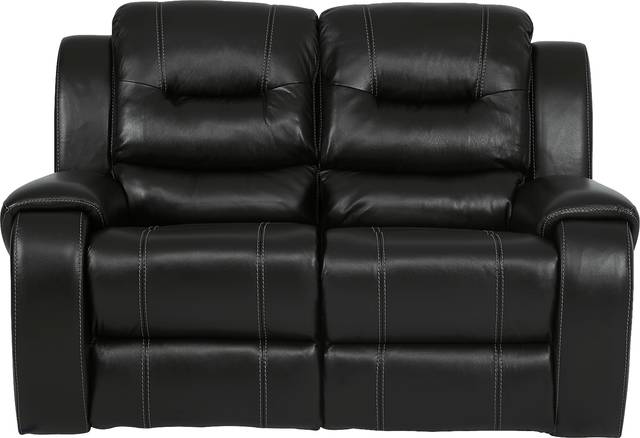 High Plains Black Leather Loveseat - Thumbnail - Image 1