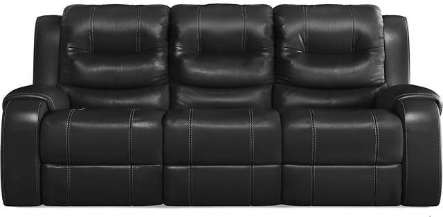 High Plains Black Leather Power Reclining Sofa - Thumbnail - Image 1