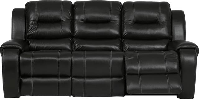 High Plains Black Leather Reclining Sofa - Thumbnail - Image 2