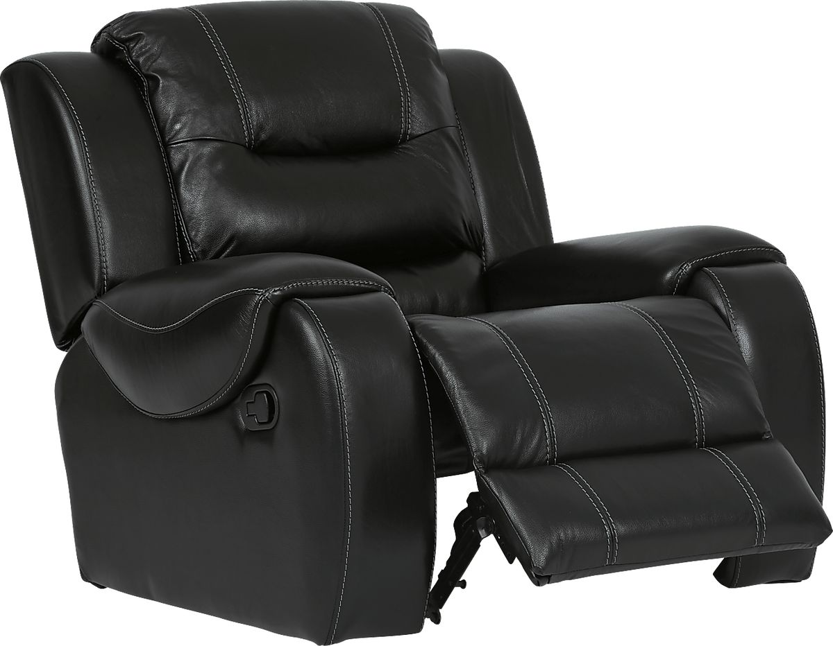 High Plains 3 Pc Black Leather Non-Power Reclining Classic Living Room ...