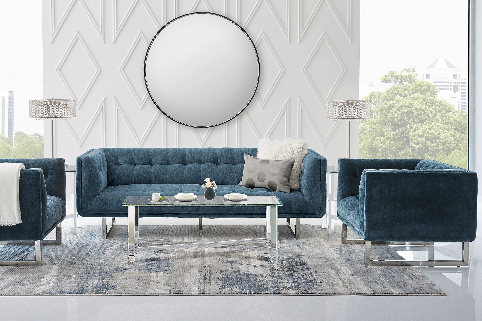 High Rise Blue 2 Pc Living Room - Image 1