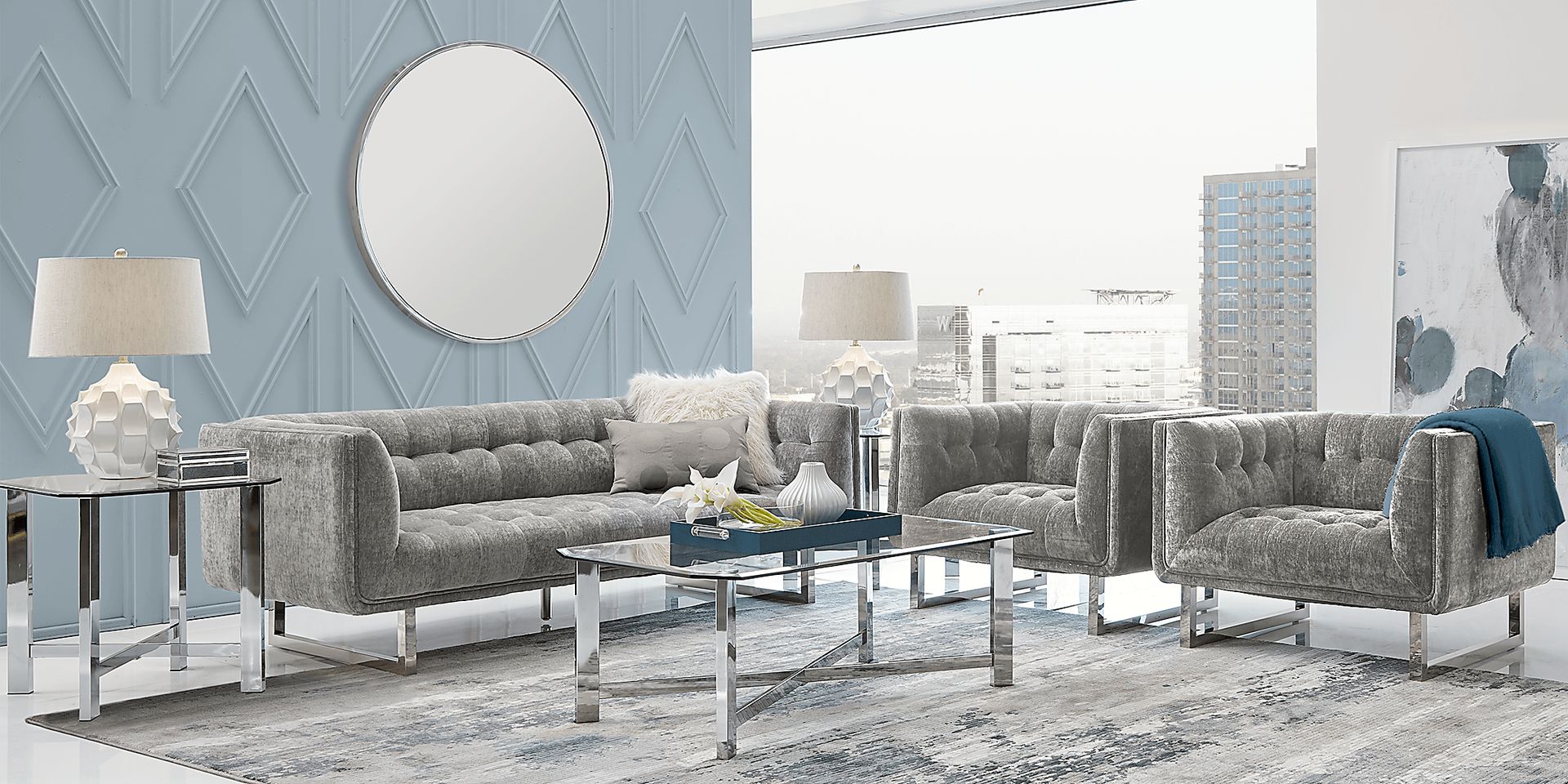 High Rise Gray 7 Pc Living Room - Image 1