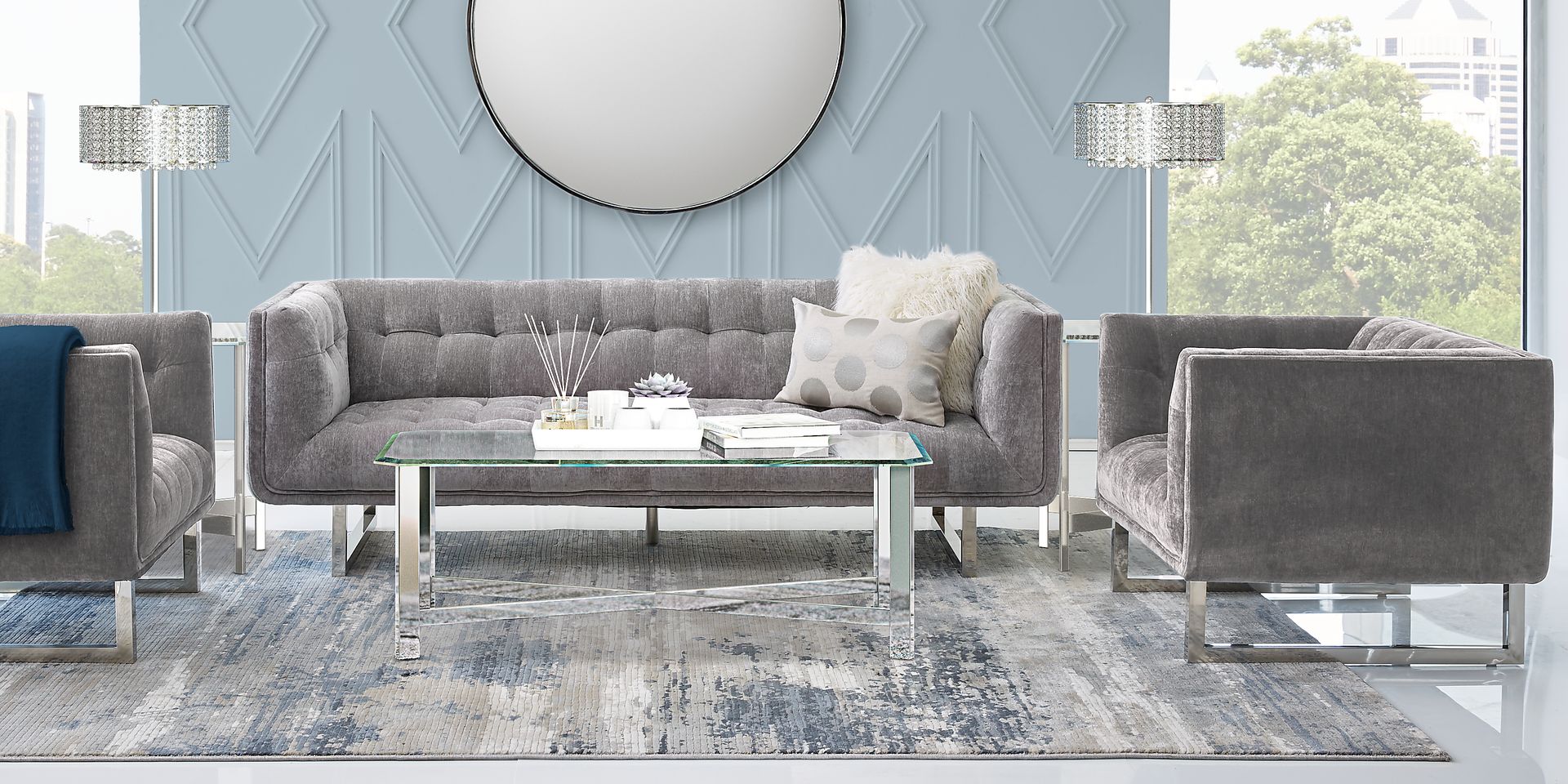High Rise Gray Microfiber Sofa