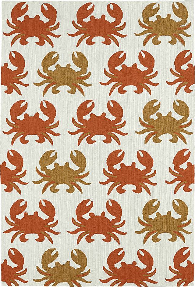 Highland Beach Orange 5' x 7'6 Indoor/Outdoor Rug - Thumbnail - Image 1