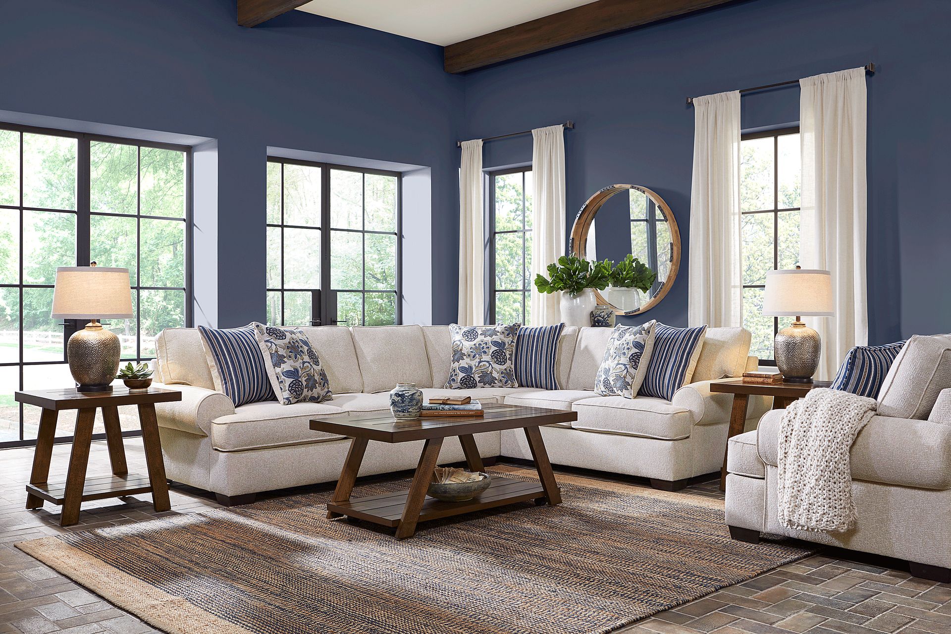 Highland Lakes Beige 2 Pc Sleeper Sectional - Image 2
