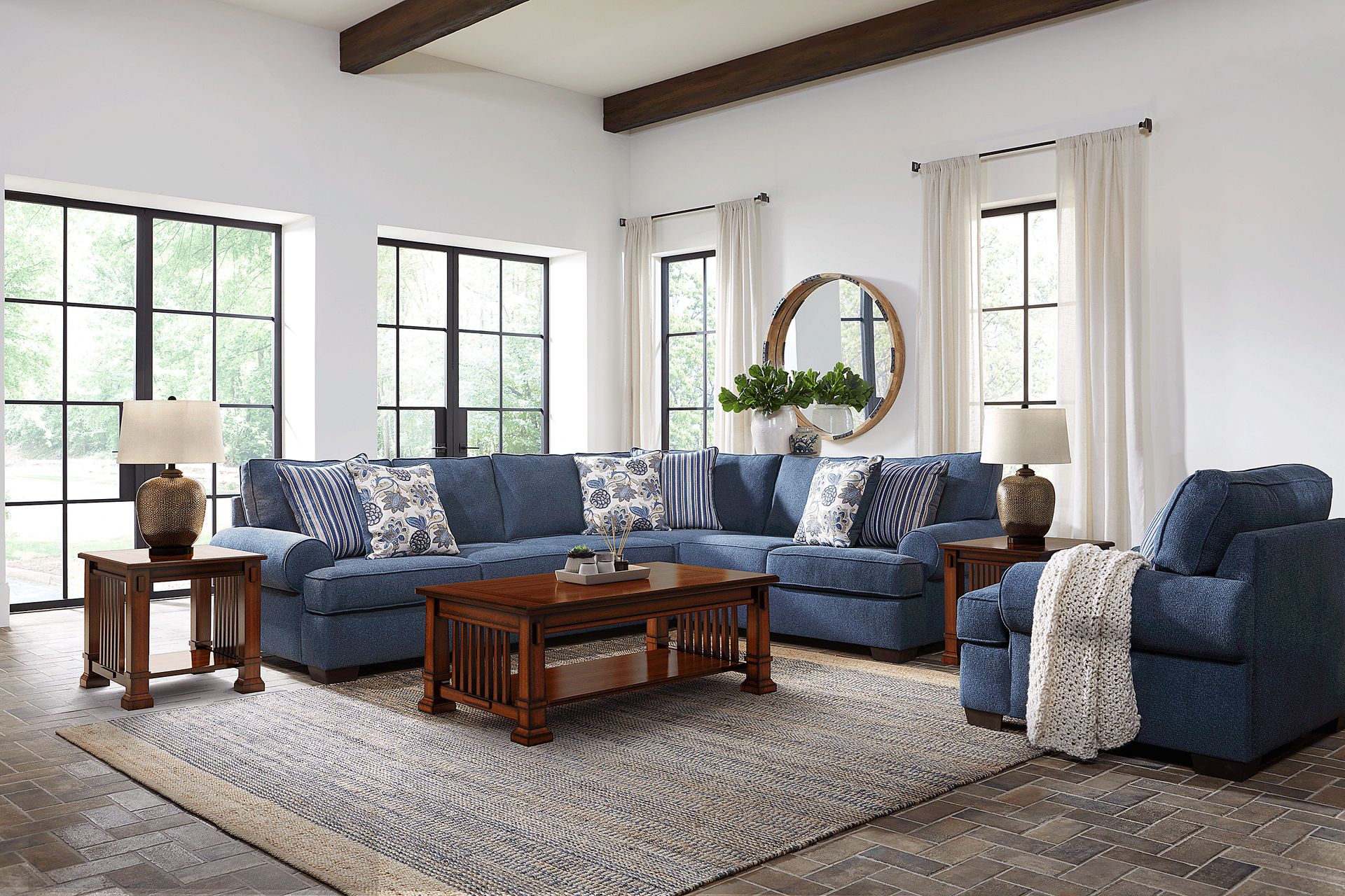 Highland Lakes Blue 2 Pc Gel Foam Sleeper Sectional - Image 2