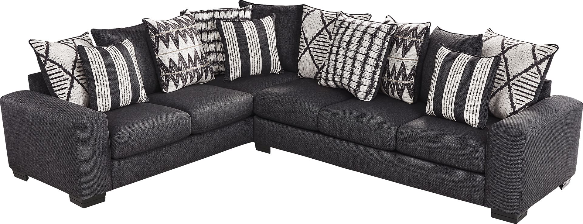 Highland Square Black 3 Pc Sectional Living Room - Image 3