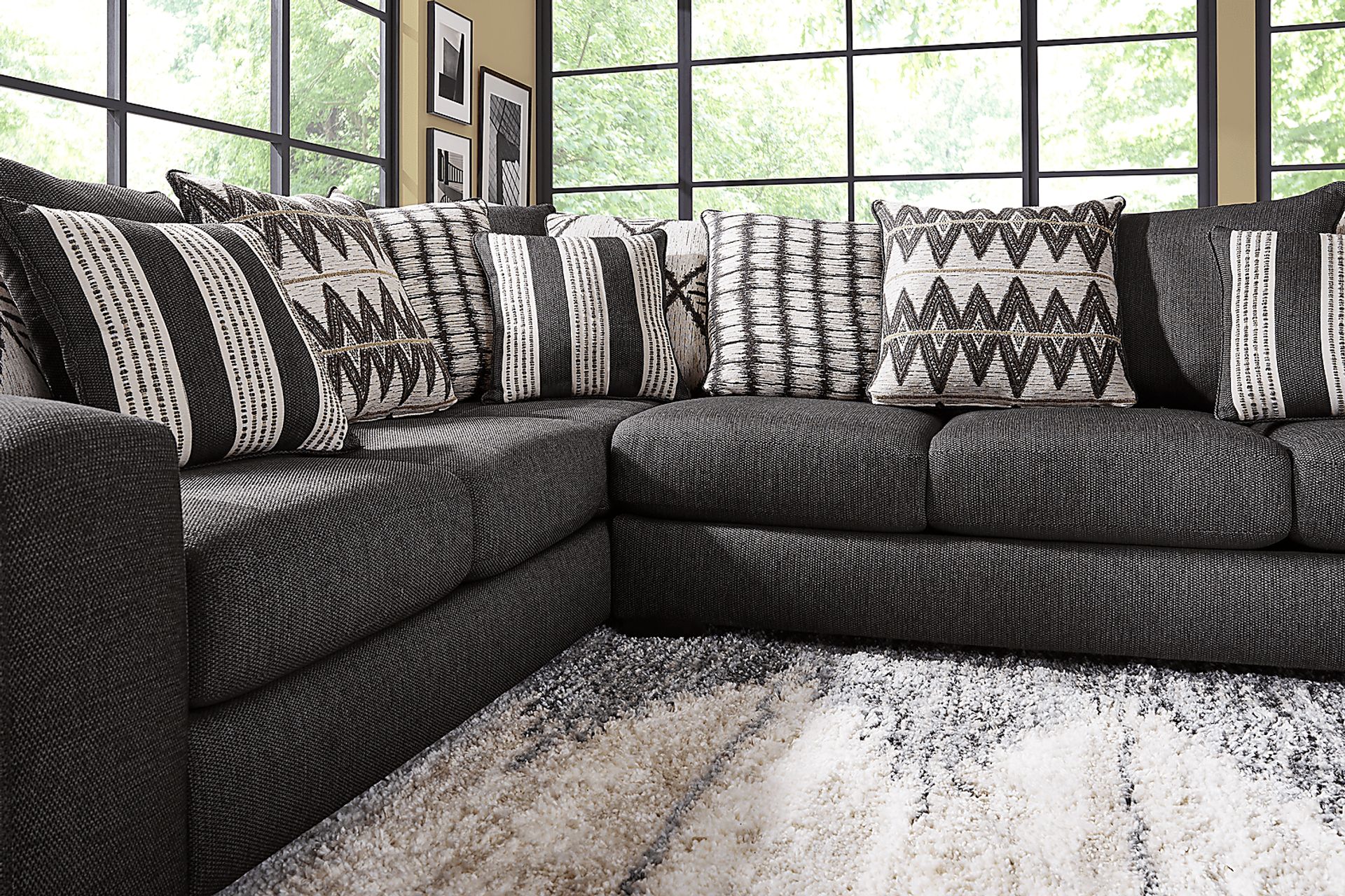 Highland Square Black 3 Pc Sectional Living Room - Image 4