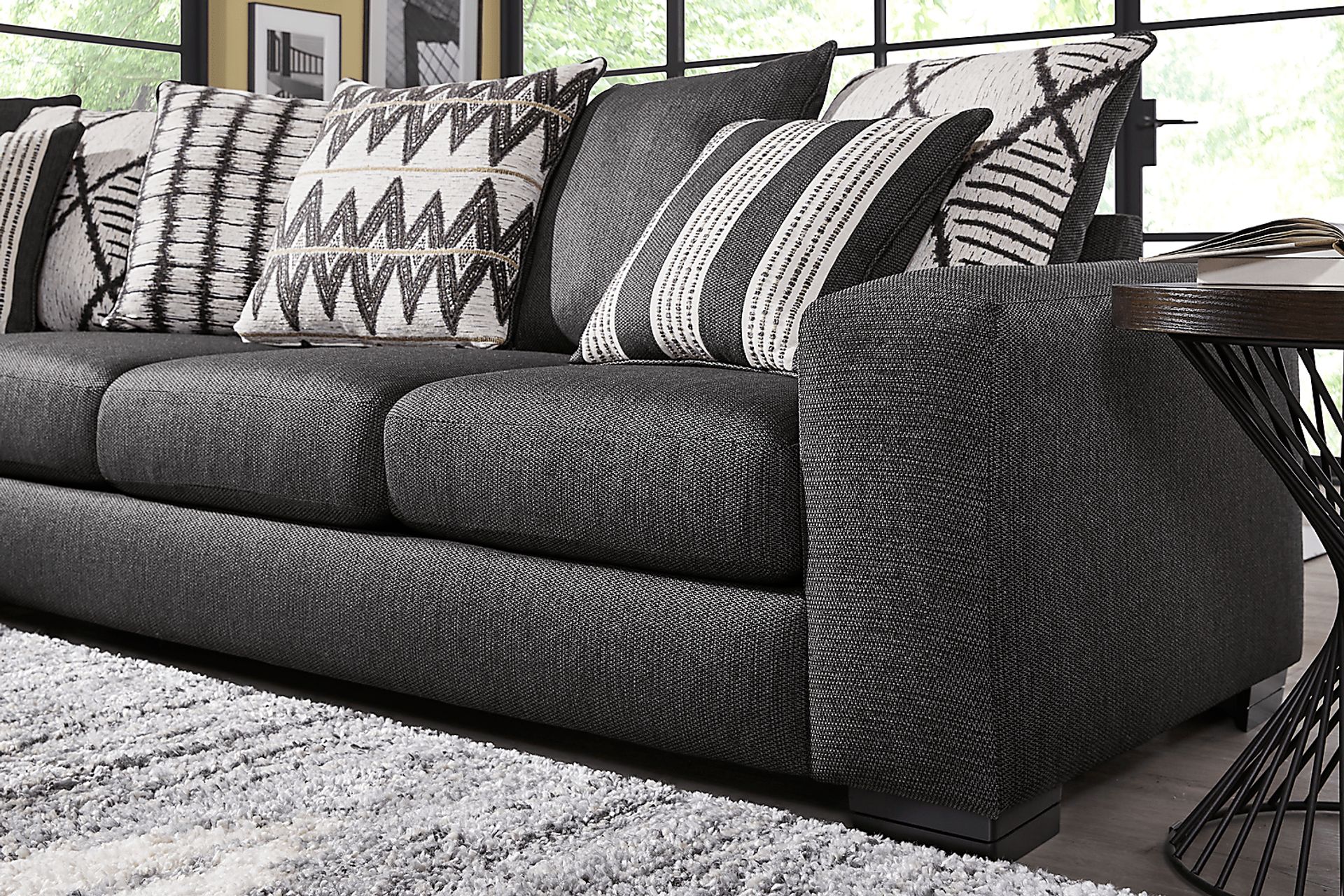 Highland Square Black 3 Pc Sectional Living Room - Image 5