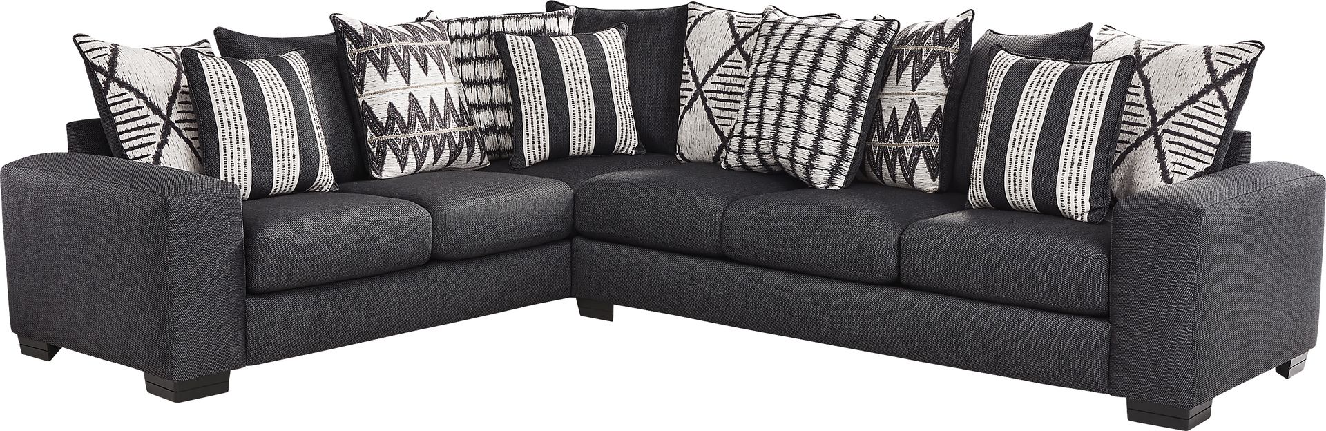 Highland Square Black 3 Pc Sectional Living Room - Image 2