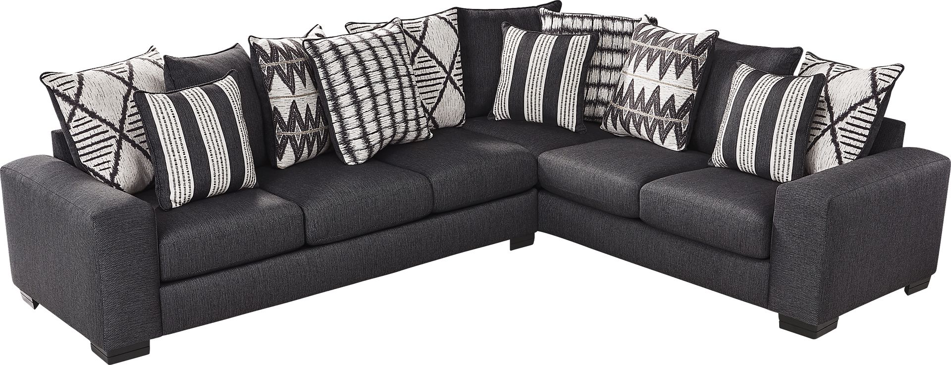 Highland Square Black 6 Pc Sectional Living Room - Image 3