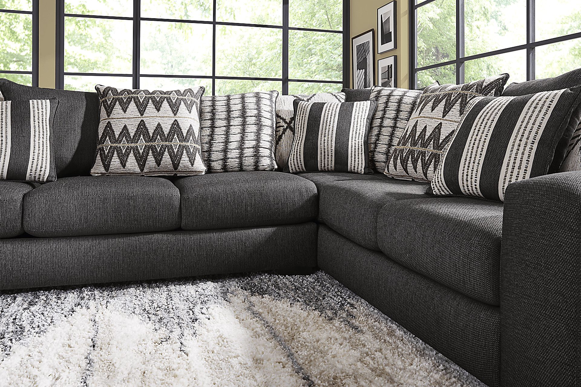 Highland Square Black 6 Pc Sectional Living Room - Image 4