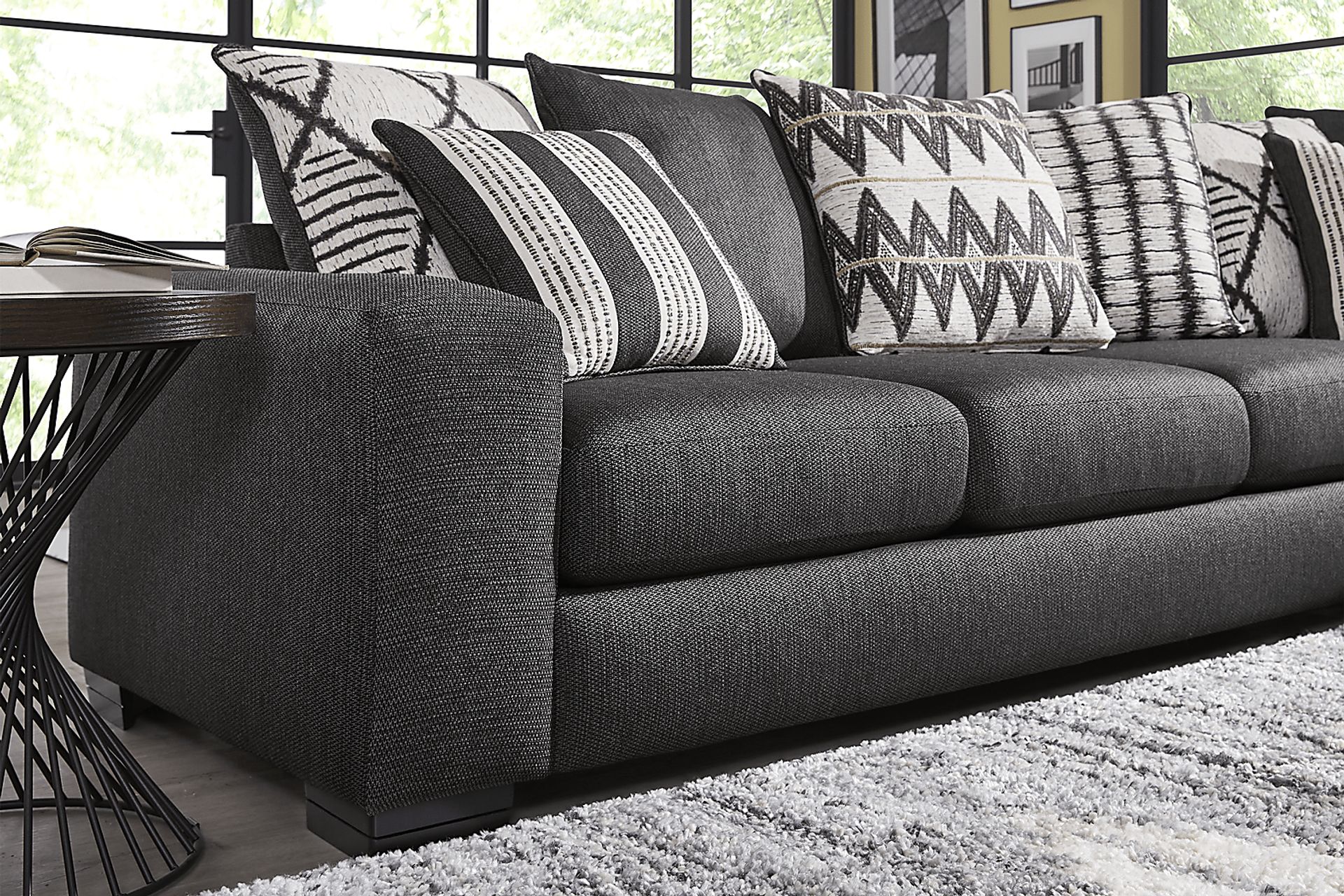 Highland Square Black 6 Pc Sectional Living Room - Image 5