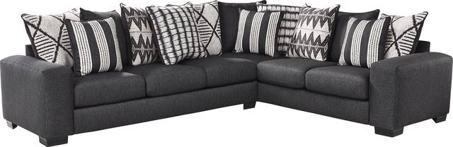 Highland Square Black 5 Pc Sectional Living Room - Thumbnail - Image 2